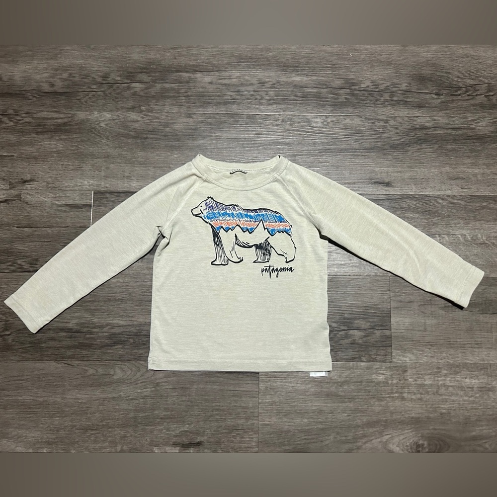 Patagonia Kids' Long Sleeve Bear Graphic Shirt - Cream